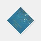 Personalisiert Blue Wedding Confetti Gold Glitzer Serviette (Ecke)