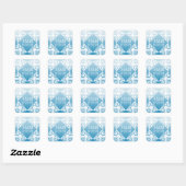 Personalisiert Blue Wedding Date & Initials Sticke Quadratischer Aufkleber (Blatt)