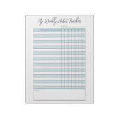 Personalisiert Blue Weekly Habit Tracker Notepad Notizblock (Rotiert)