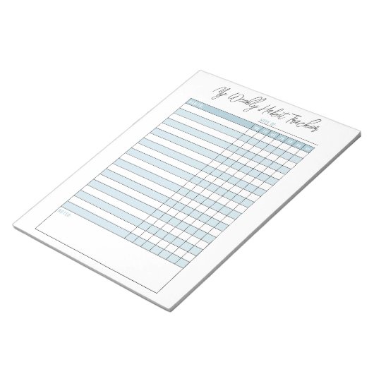 Personalisiert Blue Weekly Habit Tracker Notepad Notizblock (angewinkelt)