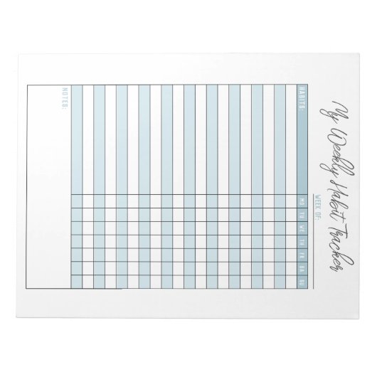 Personalisiert Blue Weekly Habit Tracker Notepad Notizblock (Vorderseite)