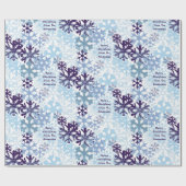 Personalisiert Blue White Christmas Snowflakes Geschenkpapier (Flach)