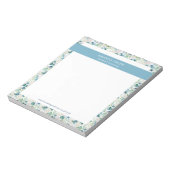 Personalisiert Blue White Floral Romantic Elegante Notizblock (Rotiert)