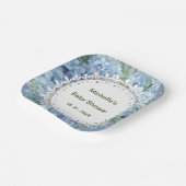 Personalisiert Blue & White Florals Baby Dusche Pappteller (Gewinkelt)