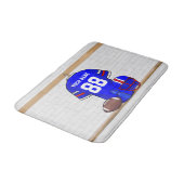 Personalisiert Blue White Football Jersey Badematte (Schrägansicht)