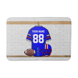 Personalisiert Blue White Football Jersey Badematte
