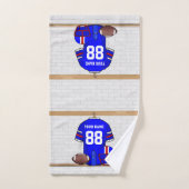 Personalisiert Blue White Football Jersey Badhandtuch Set (Handtuch)