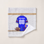 Personalisiert Blue White Football Jersey Badhandtuch Set (Waschlappen)