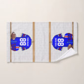 Personalisiert Blue White Football Jersey Badhandtuch Set (Handtuch)