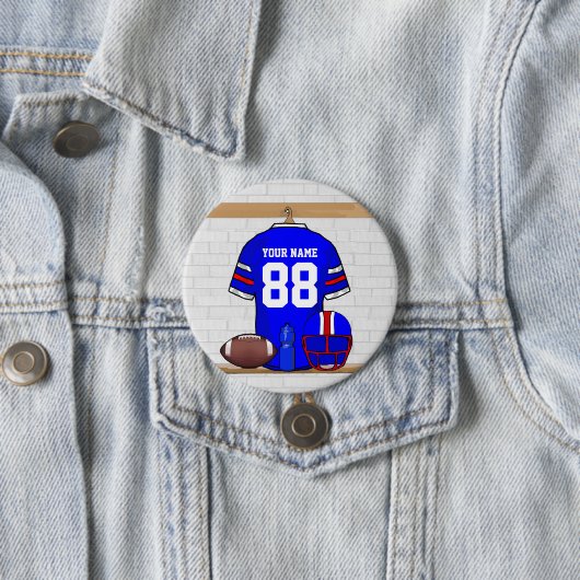 Personalisiert Blue White Football Jersey Button (Beispiel)