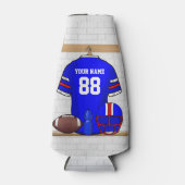 Personalisiert Blue White Football Jersey Flaschenkühler (Vorderseite)