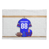 Personalisiert Blue White Football Jersey Kissenbezug (Rückseite)