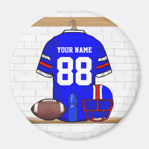 Personalisiert Blue White Football Jersey Magnet
