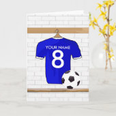 Personalisiert Blue White Football Soccer Jersey Karte (Gelbe Blume)