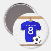 Personalisiert Blue White Football Soccer Jersey Magnet (Vorderseite/Rückseite)