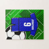 Personalisiert Blue White Football Soccer Jersey Puzzle (Horizontal)