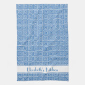 Personalisiert-Blue-White-griechischer Meander-Key Geschirrtuch (Vertikal)