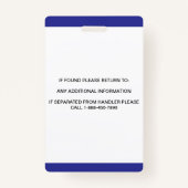 Personalisiert-Blue-White-Service-Hund-Foto-ID Ausweis (Rückseite)