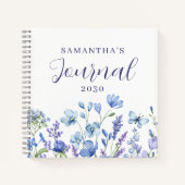 Personalisiert Blue Wildblume Floral Journal Notizblock (Vorderseite)