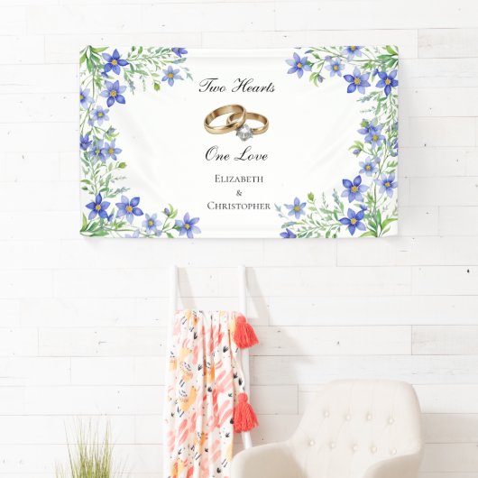 Personalisiert Blue Wildblumen Verlobung Banner (Insitu)