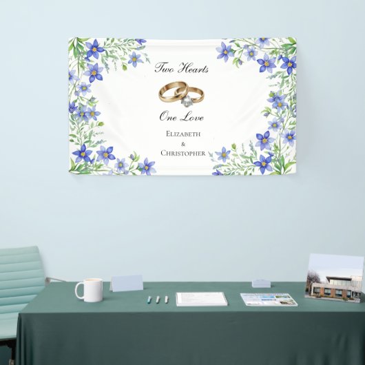 Personalisiert Blue Wildblumen Verlobung Banner (Messeveranstaltung)
