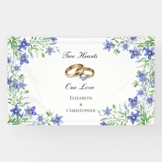 Personalisiert Blue Wildblumen Verlobung Banner (Horizontal)