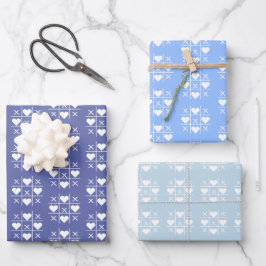 Personalisiert Blue XOXO Paare Hochzeit, Jahrestag Geschenkpapier Set