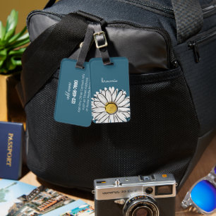 Personalisiert Blue & Yellow Daisy Gepäckmarke Gepäckanhänger