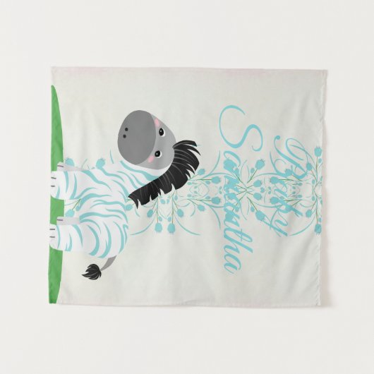 Personalisiert Blue Zebra Wall Tapestry Wandteppich (Vorderseite (Horizontal))