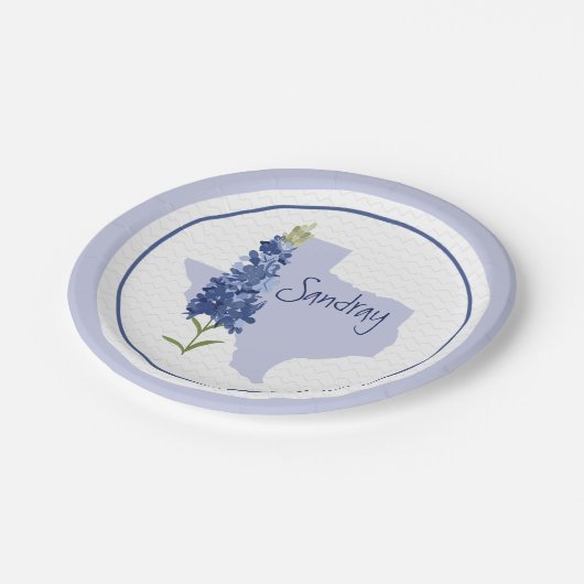 Personalisiert Bluebonnet Texas Pappteller (Schrägansicht)