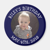 Personalisiert Bluee Foto Erinnerung Magnet (Vorne)