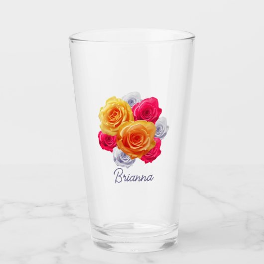 Personalisiert blühende Rose Motif-Glas Glas (Vorderseite)