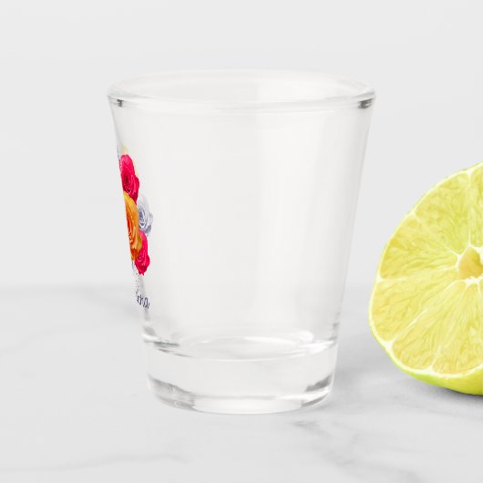 Personalisiert blühende Rose Motif-Shotglas Schnapsglas (Rechts)