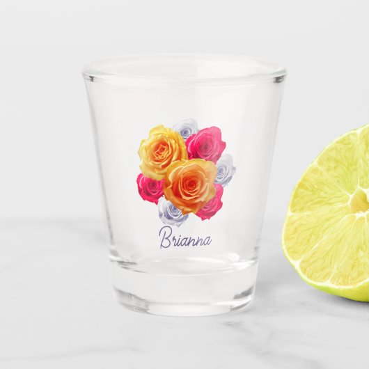 Personalisiert blühende Rose Motif-Shotglas Schnapsglas (Vorderseite)