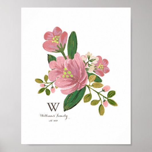 Personalisiert | Blush Bouquet Art Print Poster (Vorne)