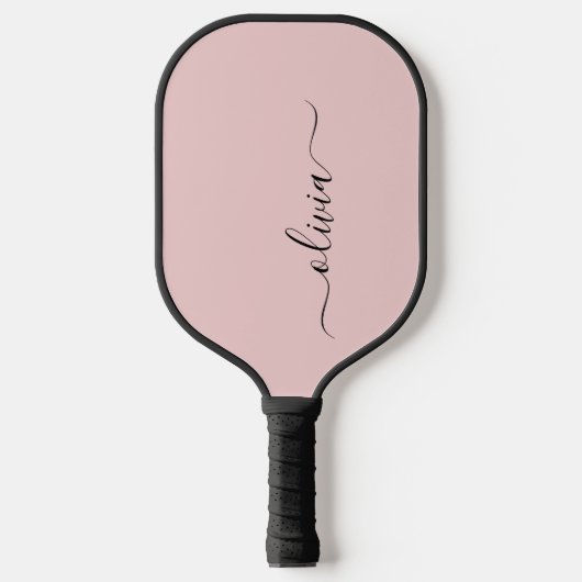 Personalisiert Blush Dusty Pink Modernes Drehbuch Pickleball Schläger (Vorderseite)