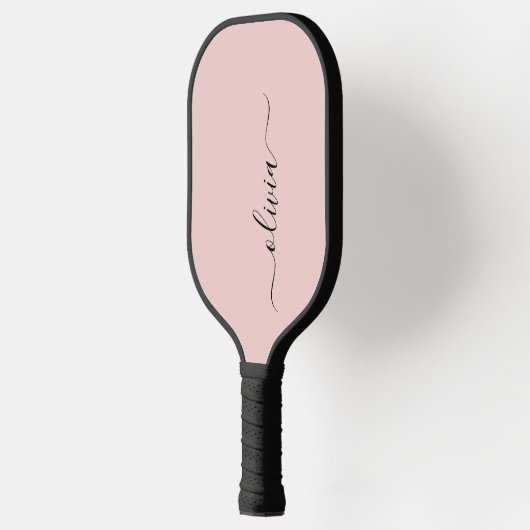 Personalisiert Blush Dusty Pink Modernes Drehbuch Pickleball Schläger (Links)