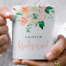 Personalisiert Blush Floral Bridesmaid Tasse