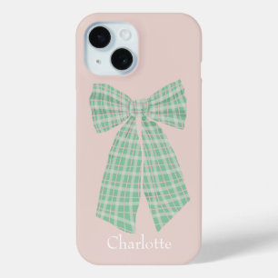Personalisiert Blush Gingham Romantischer Coquette Case-Mate iPhone Hülle