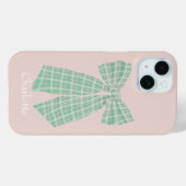 Personalisiert Blush Gingham Romantischer Coquette Case-Mate iPhone Hülle (Rückseite (Horizontal))