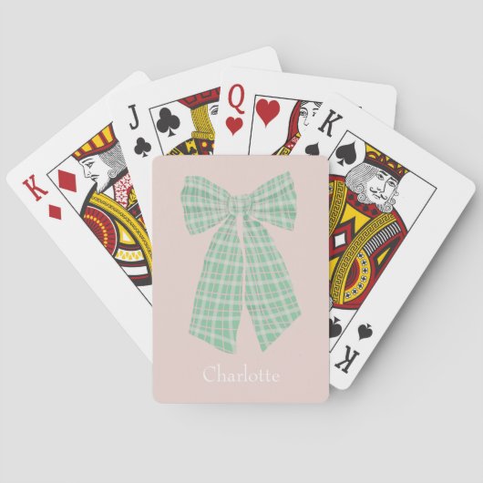 Personalisiert Blush Gingham Romantischer Coquette Spielkarten (Rückseite)
