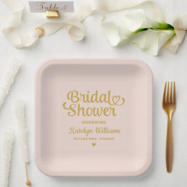 Personalisiert Blush Gold Wedding Brautparty Pappteller