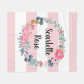 Personalisiert Blush Pink Baby Girl Blumenreath Fleecedecke (Vorderseite (Horizontal))