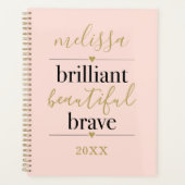 Personalisiert Blush Pink Brilliant Schöne Tapferk Planer (Vorderseite)