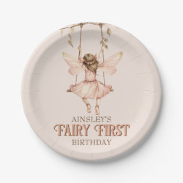 Personalisiert Blush Pink Fairy Erster Geburtstag Pappteller