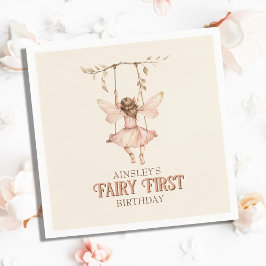 Personalisiert Blush Pink Fairy Erster Geburtstag Serviette