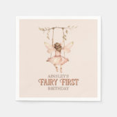 Personalisiert Blush Pink Fairy Erster Geburtstag Serviette (Vorderseite)