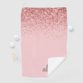 Personalisiert Blush Pink Glitzer Modern Monogramm Golfhandtuch (Insitu)