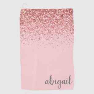 Personalisiert Blush Pink Glitzer Modern Monogramm Golfhandtuch