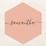 Personalisiert Blush Pink Kalligraphie Name Untersetzer<br><div class="desc">Einfach und elegant benannt Untersetzer. Als einmalige Hochzeitsfeier verwenden</div>